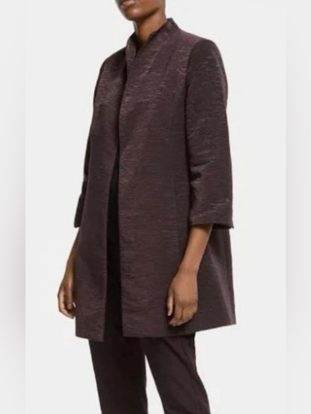 Eileen Fisher Organic Cotton/Silk Textured Flare Jacket SP